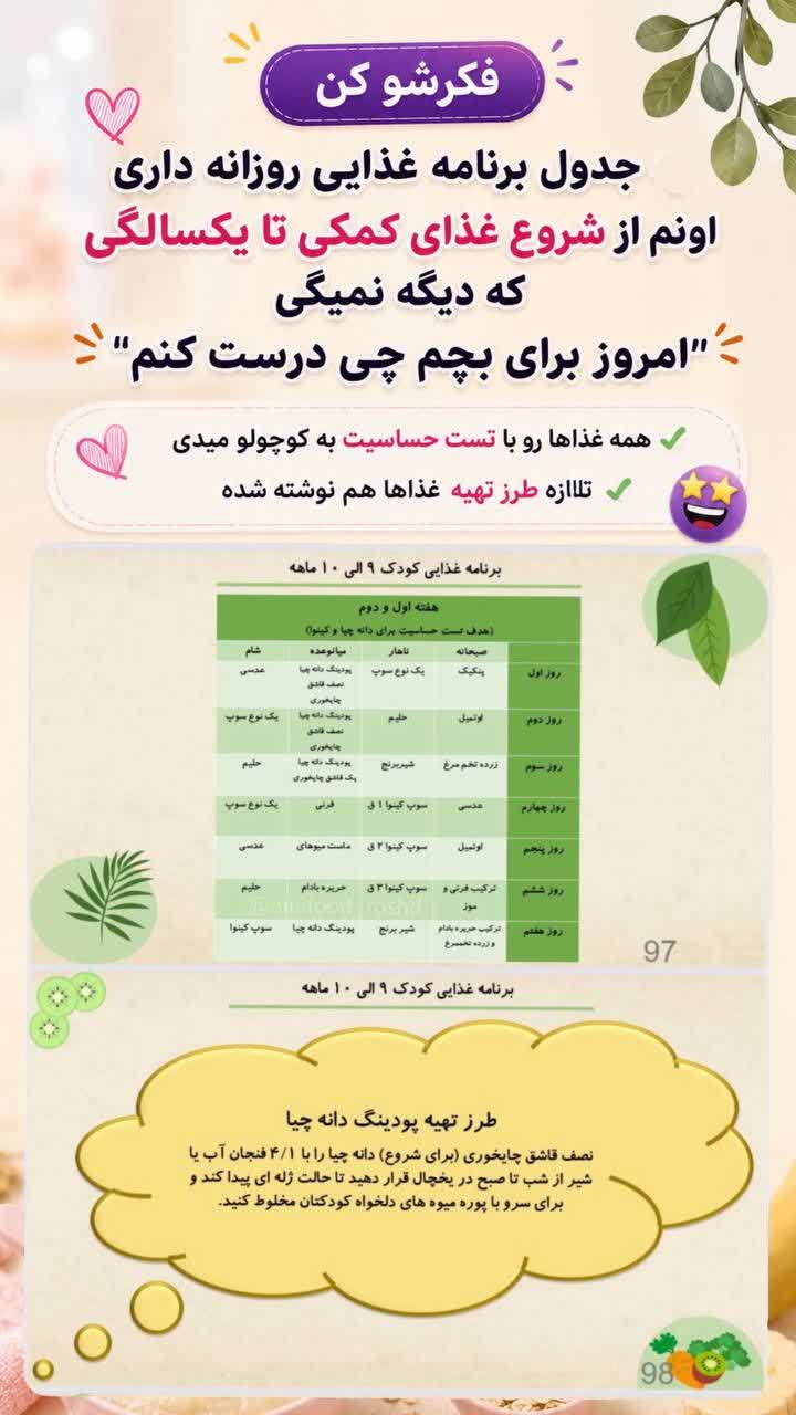 توضیحات برنامه غذایی کودک بخش 7